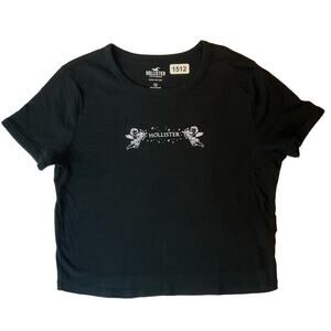 Hollister Women’s Short Sleeve Crop Top size M, Black, Angels